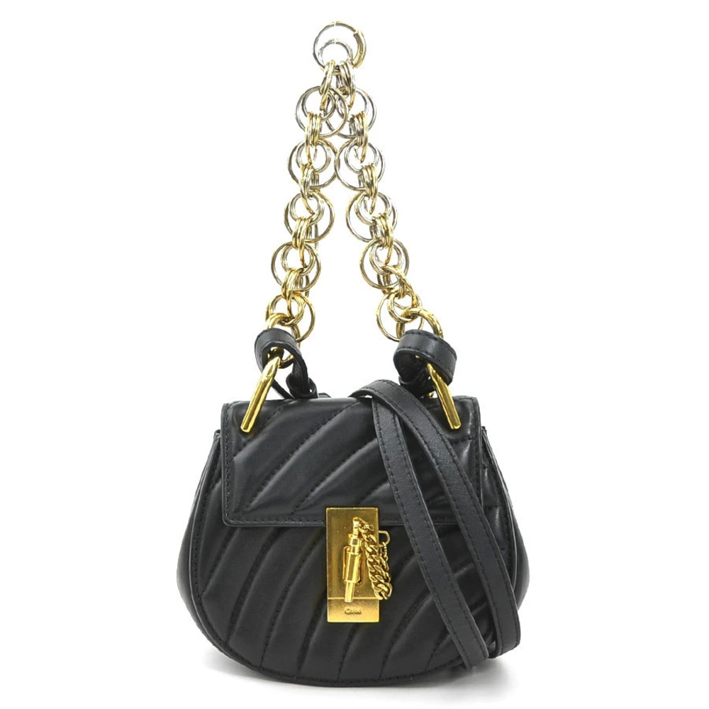 Chloe Drew Shoulder Bag Leather Black